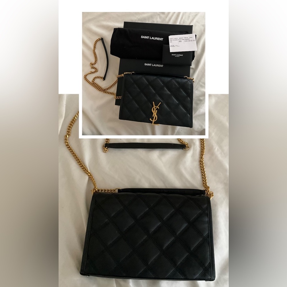 Yves Saint Laurent Black Quilted Leather Crossbody with Gold Hardware